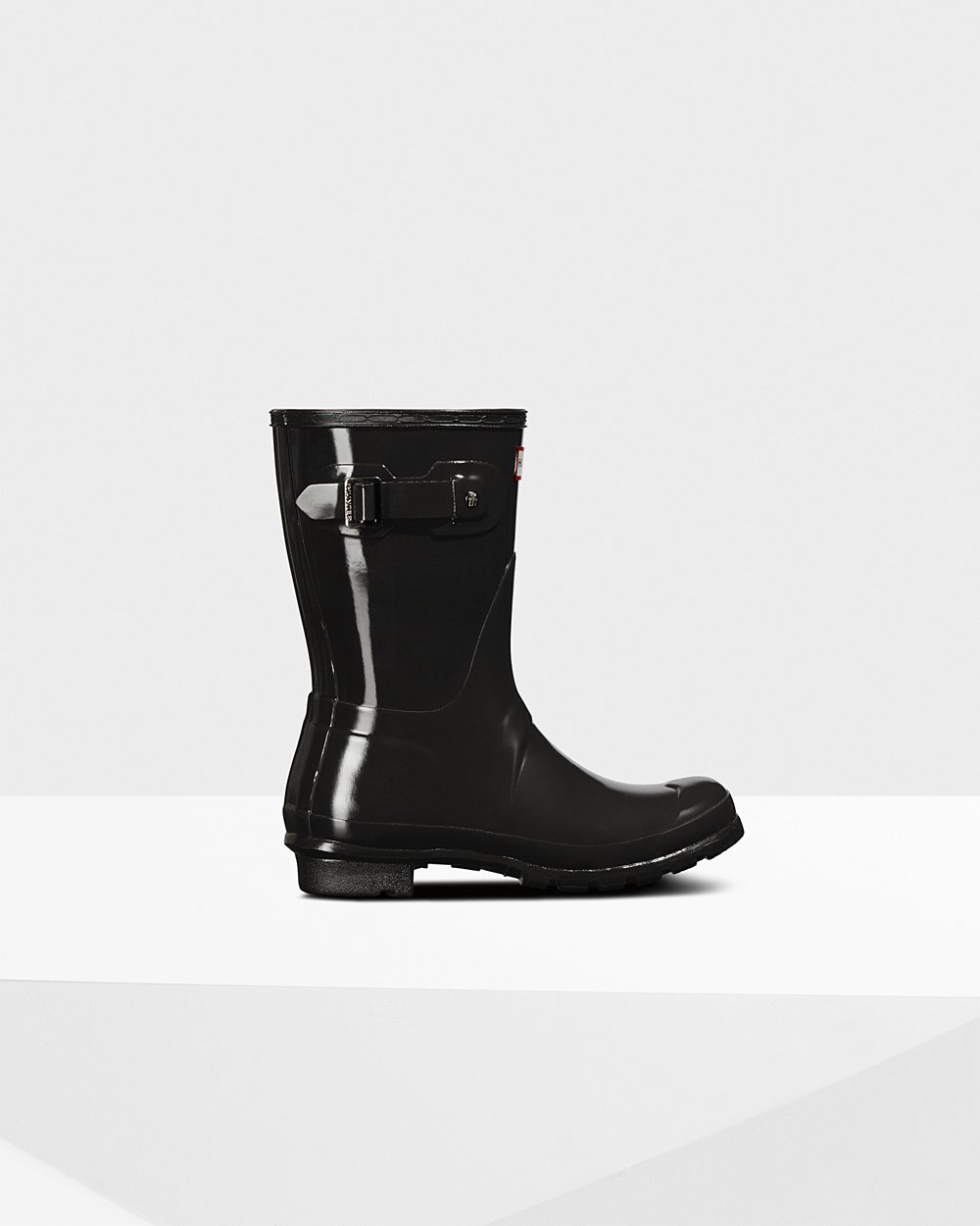 Womens Short Rain Boots - Hunter Original Gloss (27JQSWNHD) - Black